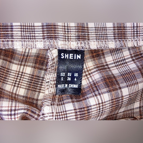 Plaid Straight Leg Pants - Brown/Cream - Size 4 - Picture 3 of 3